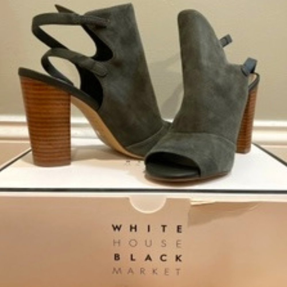 COPY - White House Black Market Sage open toe "shootie" NEVER WORN (Size 6)
